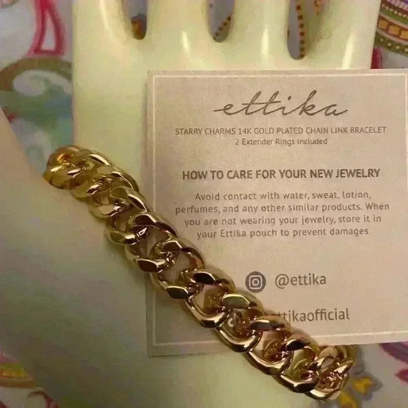Ettika Starry Charms 14k Gold Plated Chain Link Bracelet With Extender Rings - Picture 6 of 7